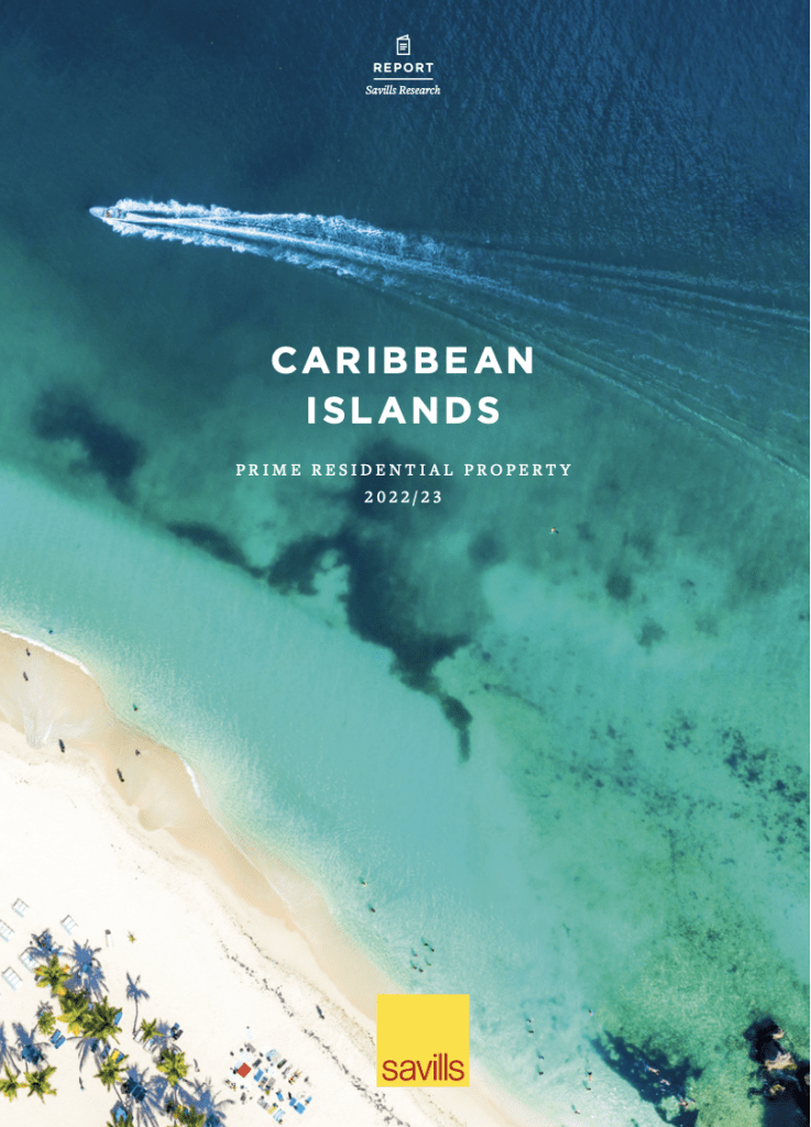 Savills Caribbean Islands Prime Residential Property 2022/23 report cover.