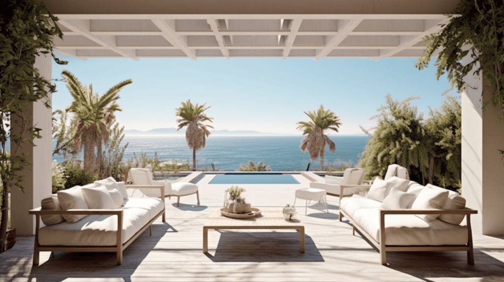 Beautifully staged outdoor patio in luxury real estate