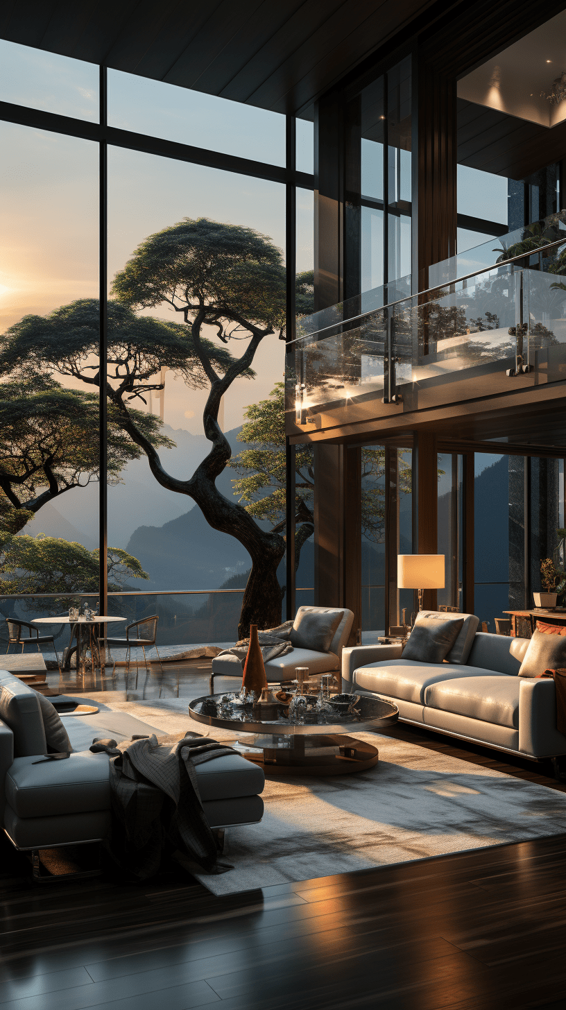 Introverts In Real Estate Marketing + Ai = Extraverts Beware 3 Luxury living room with stone, metal, and large windows