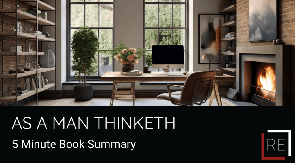 Book summary titled ‘as a man thinketh’ in minimalist design
