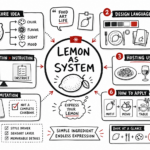 Whiteboard sketchnote of lemon-themed cookbook-art review with hosting, design, and practical takeaways.