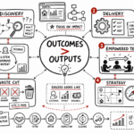 Whiteboard sketchnote about product discovery, empowered teams, and outcome-focused strategy.