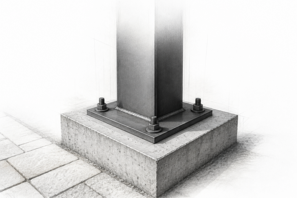 Four Business Entity Types: Structure, Tax And Ownership 1 Graphite study of a steel column baseplate and anchor bolts on a concrete plinth.