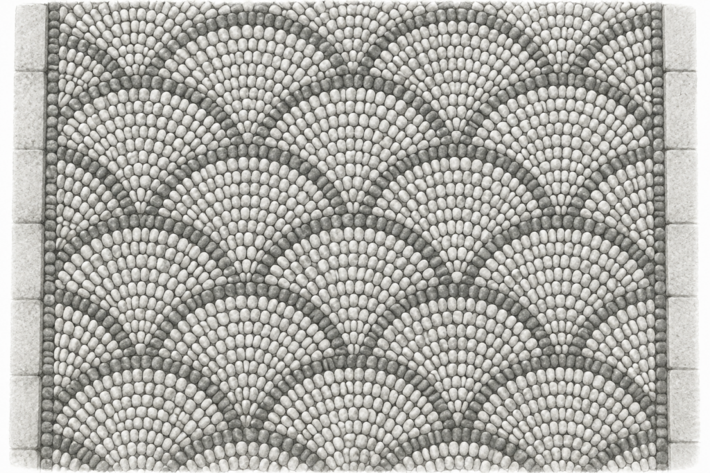 Building A Luxury Brokerage Recruiting Plan 1 Graphite study of a fan-pattern pebble mosaic set into a residential garden path.