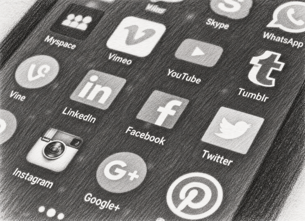 2023 Ski Report By Savills 1 Close view of social media icons on a smartphone.