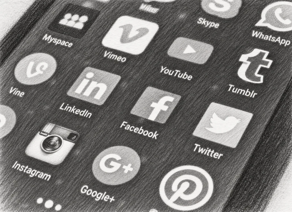 2023 Ski Report By Savills 1 Close view of social media icons on a smartphone.