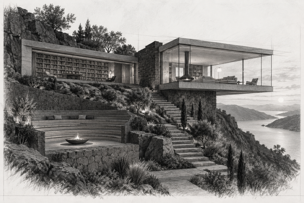 4 Secrets To Crafting Impactful Thought Leadership On Linkedin 1 Basalt hillside residence with a sheltered library and living room.