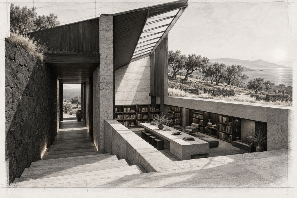 7 Brokerage Operating System Controls That Protect Profit 1 Split-level basalt and limestone residence with a sunken library and coastal terrace.