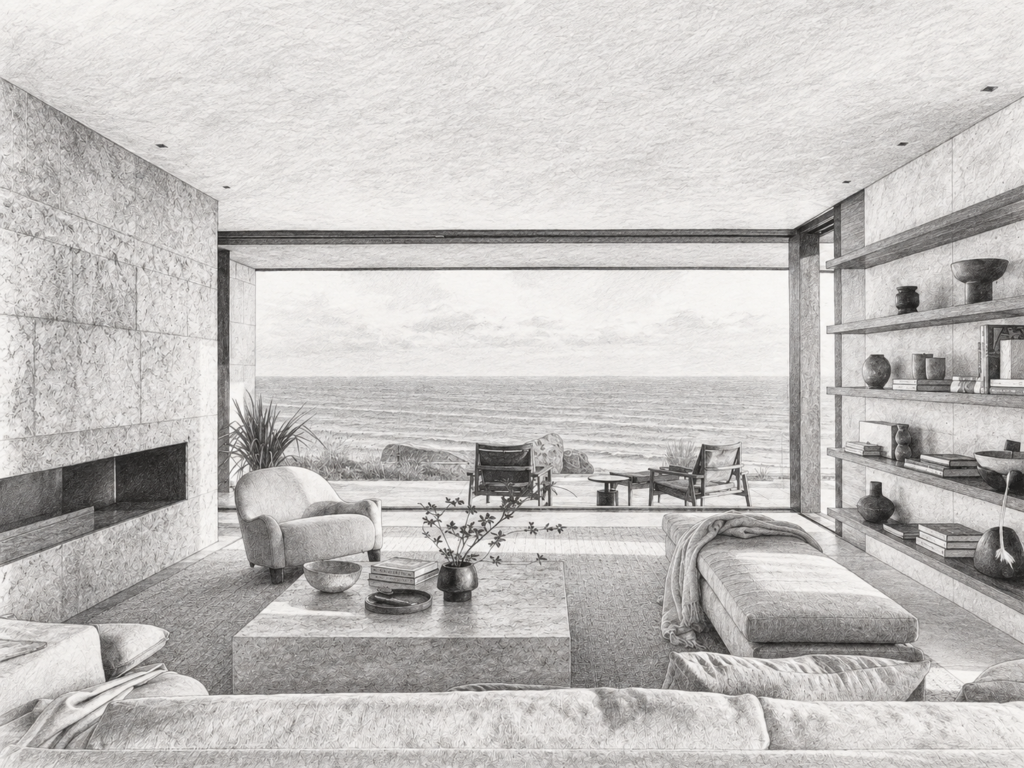 6 Levers To Increase Brokerage Ebitda Without More Headcount 1 Open-plan living room with seating and a view through large windows.