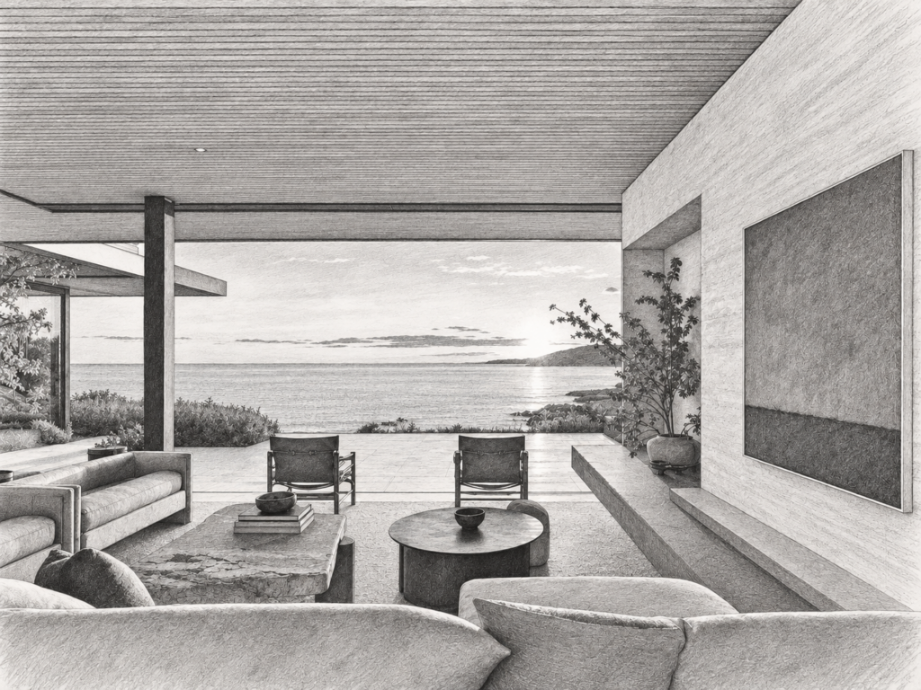 6 Brokerage Operating System Essentials For Profitable Scale 1 Open-plan living room with seating and a view through large windows.