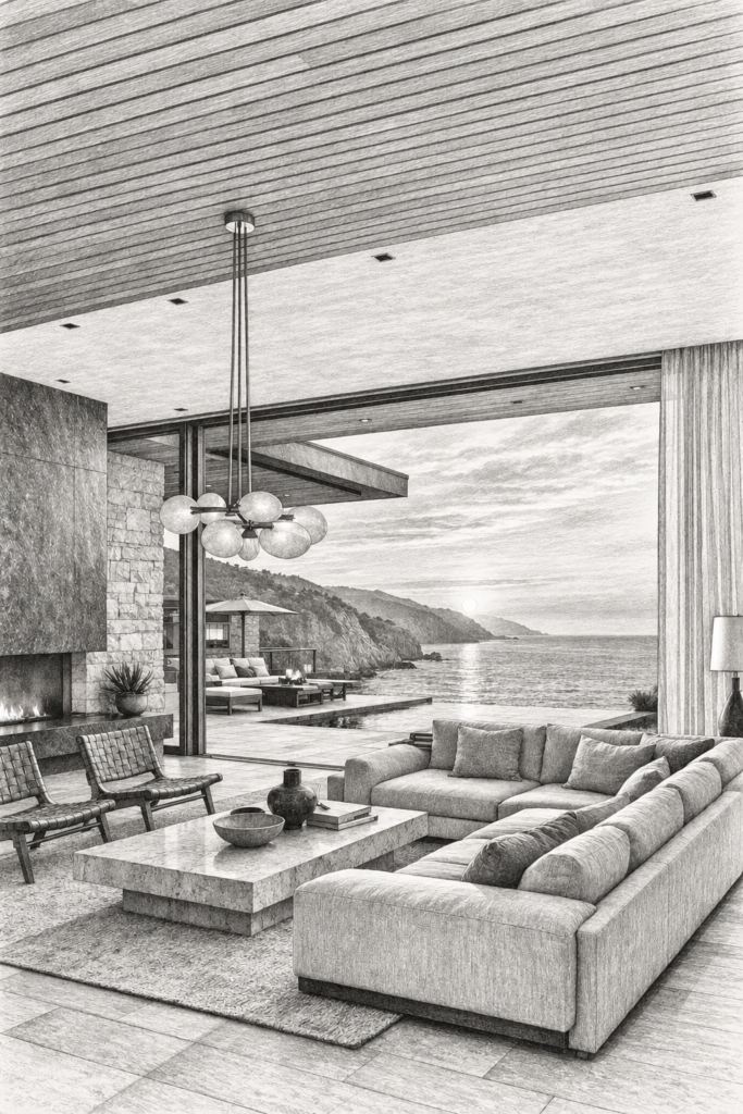 6 Cash Flow Management Systems For Luxury Real Estate Leaders 1 Living room opening to a water view.