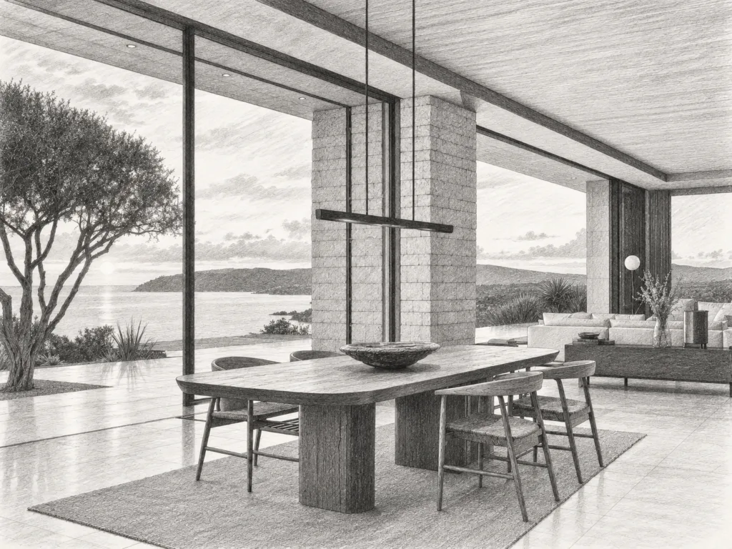 5 Time Management Strategies For Real Estate Professionals 1 Open-plan living room with seating and a view through large windows.