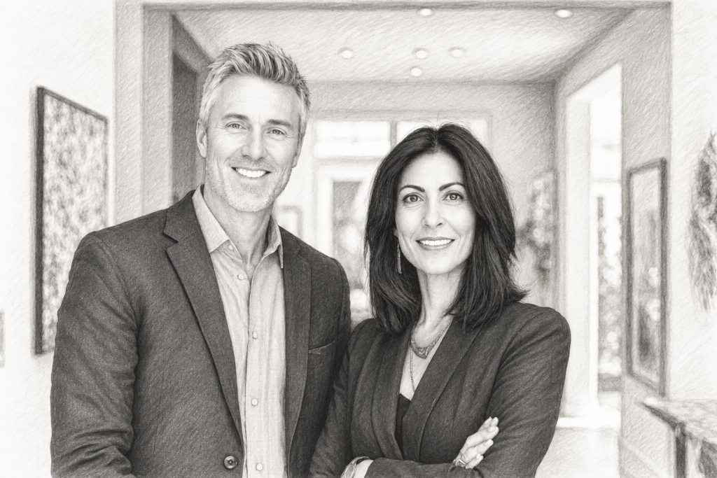 5 Strategic Shifts To Scale A Brokerage Without Burning Out 1 Smiling man and woman standing together in a bright interior.