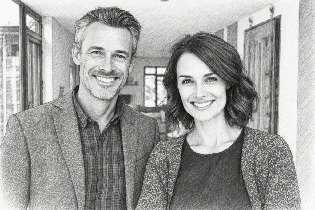 7 Tactical Hacks To Neutralize Team Tensions Before They Derail Performance 1 Smiling man and woman standing together in a modern glass-walled interior.