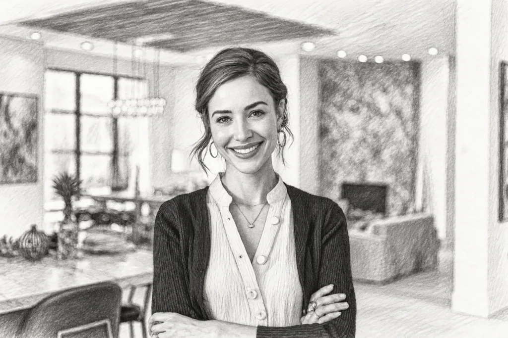 Recruiting Top Luxury Real Estate Agents: Proven Strategies For Success 1 Smiling woman with folded arms standing in a bright interior.