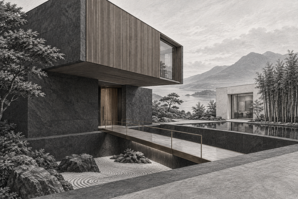 Scaling Your Luxury Real Estate Team: Proven Strategies For Elite Leaders | Re Luxe Leaders 1 A basalt courtyard residence lifts a cedar volume above a raked garden beside a atelier.