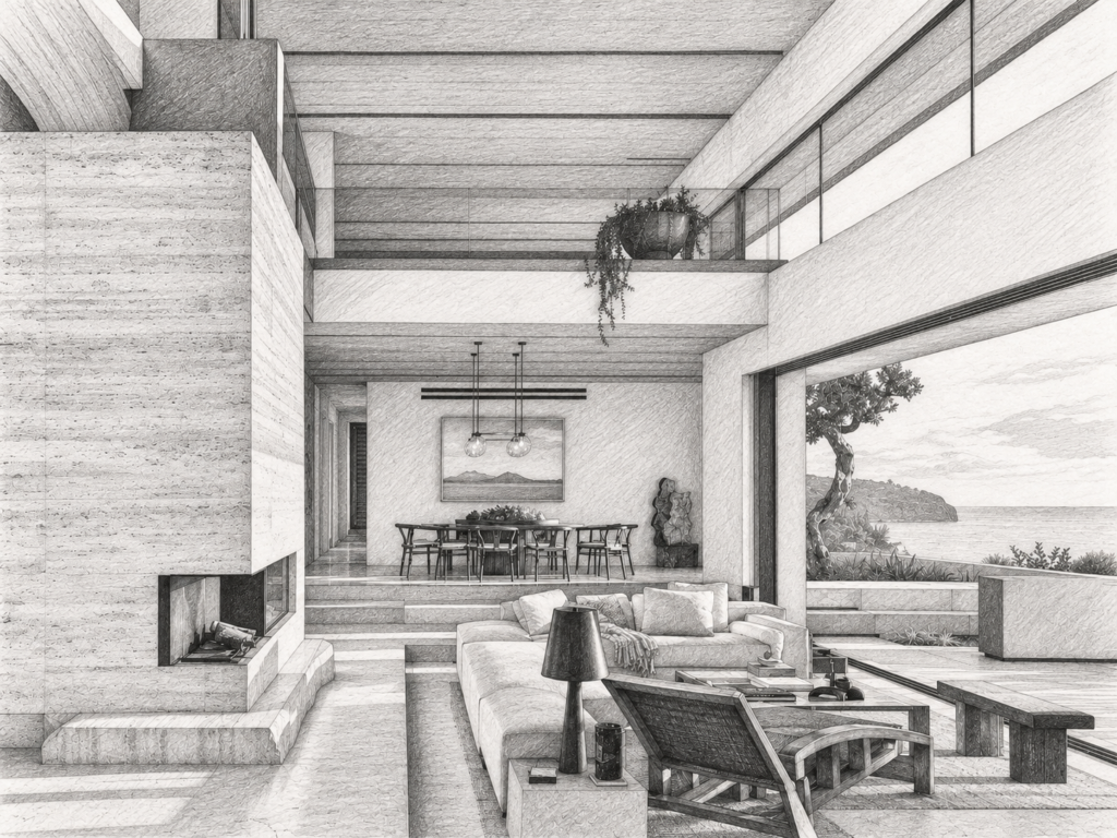 7 Brokerage Succession Planning Moves That Protect Valuation 1 Open-plan living room with a dining area and large windows.