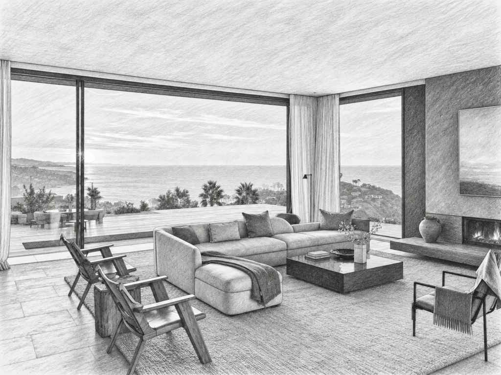 7 Steps To Build A Real Estate Team Operating System 1 Open-plan living room with seating and a view through large windows.