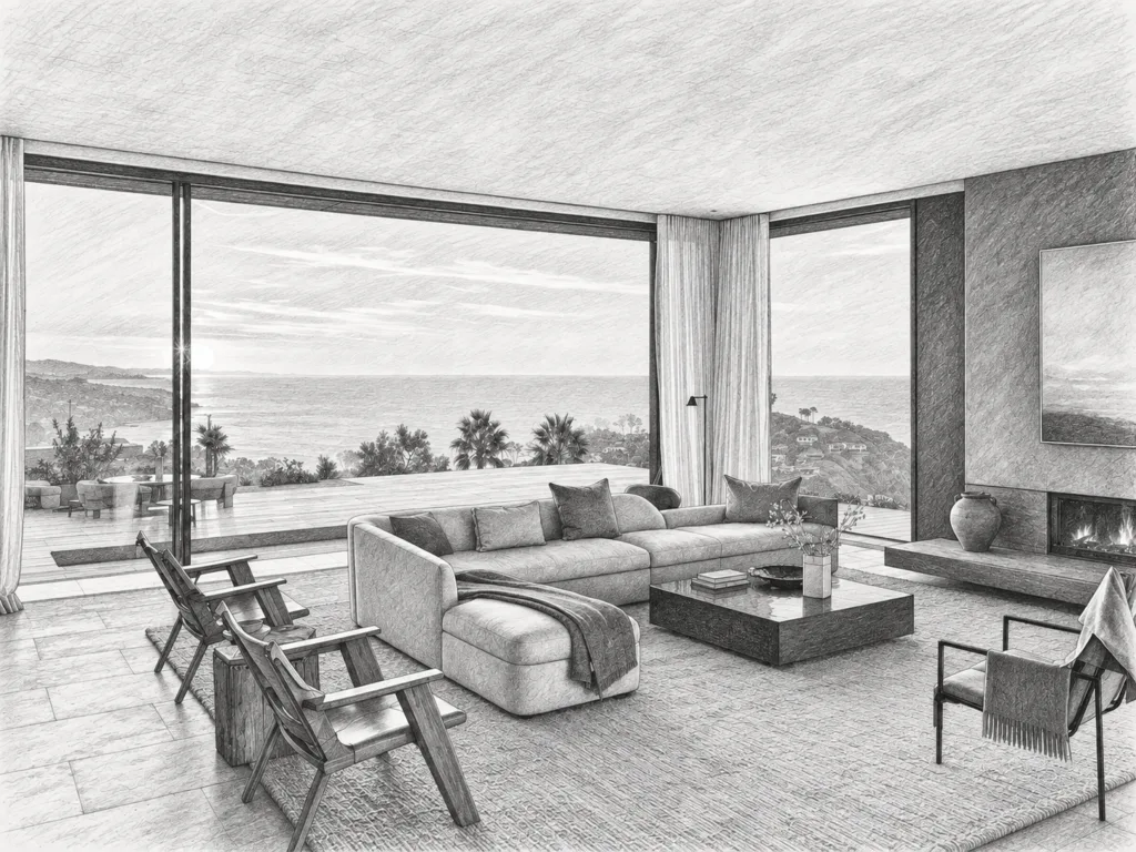 7 Steps To Build A Real Estate Team Operating System 1 Open-plan living room with seating and a view through large windows.