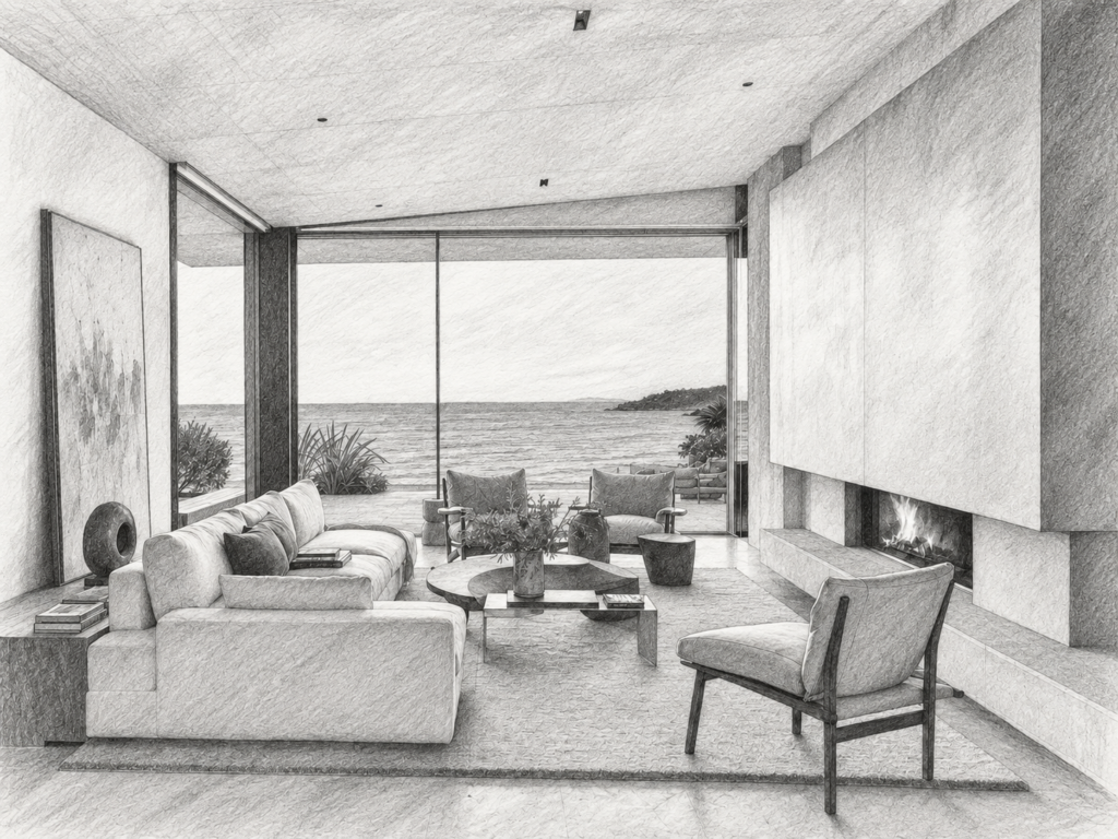 5 Operating Cadence Systems For Elite Real Estate Teams 1 Open-plan living room with seating and a view through large windows.