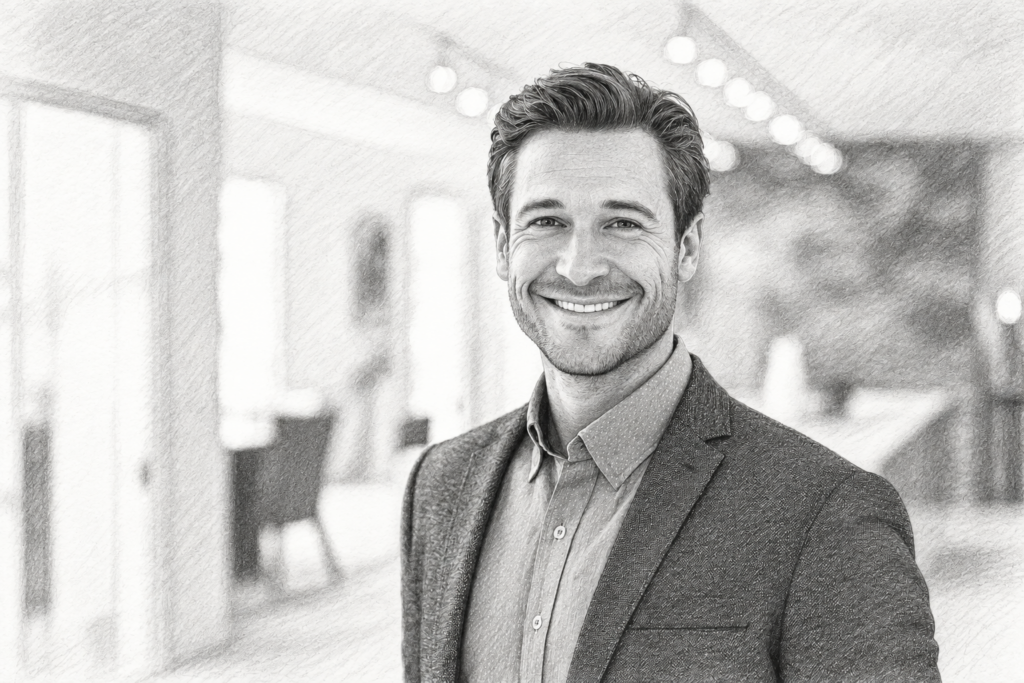 Predictive Client Intelligence For Luxury Real Estate Teams 1 Smiling man standing in a bright interior.