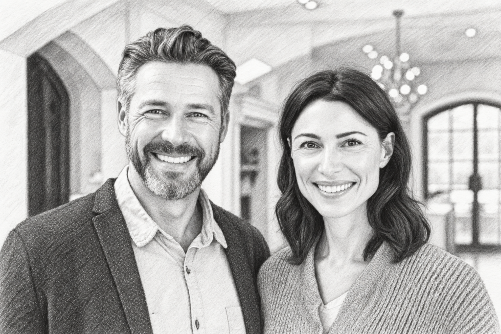 Luxury Real Estate Productivity Metrics That Drive Scale 1 Man and woman standing together in a bright interior.
