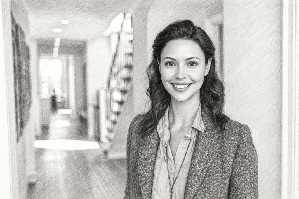 How Elite Agents Use Fitness To Drive Luxury Real Estate Agent Performance 1 Smiling woman standing in a hallway.