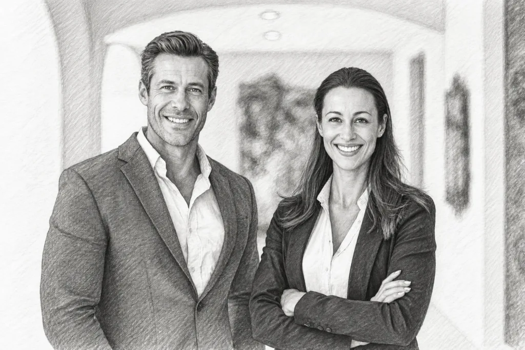 Why Luxury Agents Must Master Thought Leadership In 2025 1 Man and woman standing together in a bright interior.