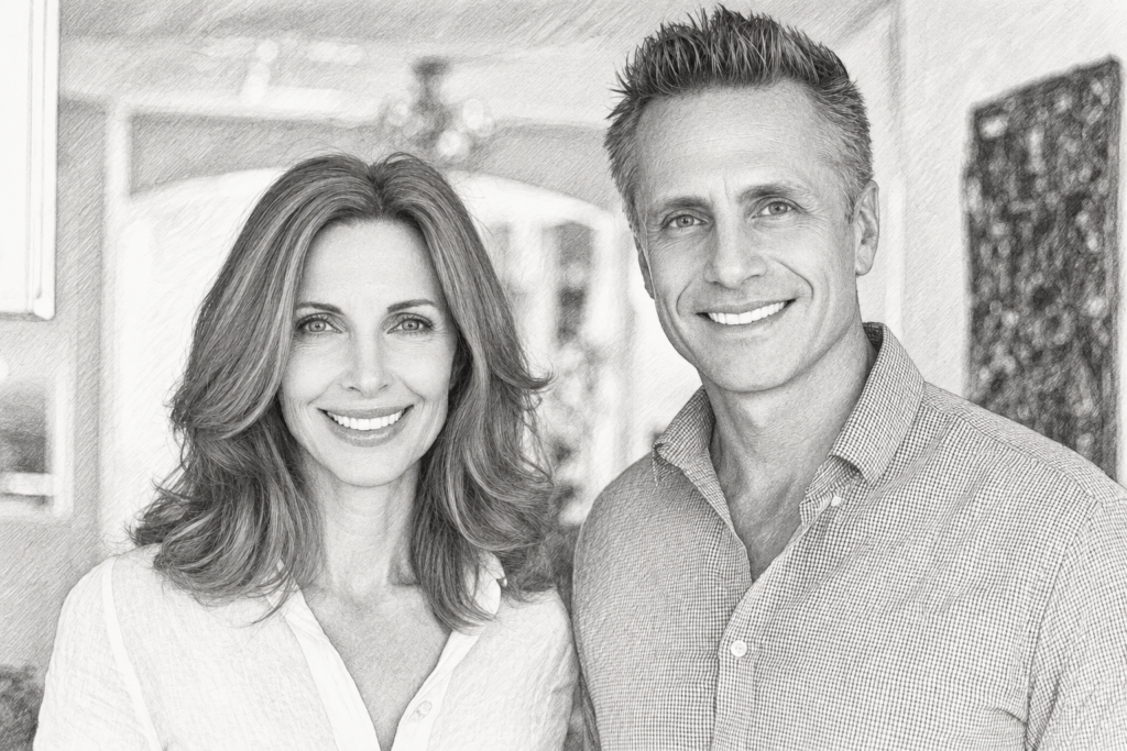 How Sales Data Rewrites Luxury Brokerage Playbooks — Re Luxe Leaders® 1 Man and woman standing together in a bright interior.