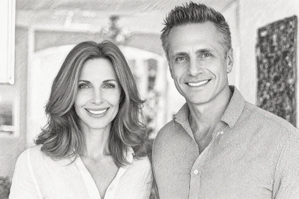 How Sales Data Rewrites Luxury Brokerage Playbooks — Re Luxe Leaders® 1 Man and woman standing together in a bright interior.