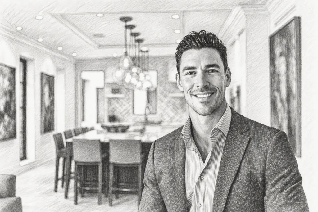 Smiling man standing in a bright interior.