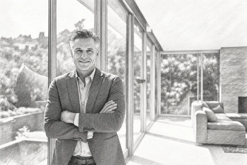 Luxury Real Estate Crm Automation: Workflow Secrets For Elite Agents 1 Smiling man standing with arms crossed in a bright interior.