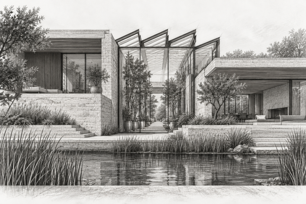 Luxury Property Features 2025: Data-Backed Trends Elite Agents Must Lead 1 Split level residence with a glazed winter garden between offset limestone terraces.