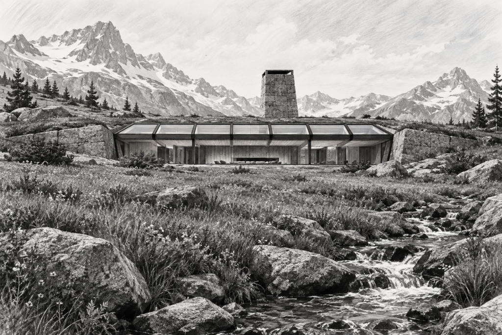Economic Armor: Luxury Real Estate Team Financial Planning 1 Subterranean granite residence with a blunt chimney and long skylight.