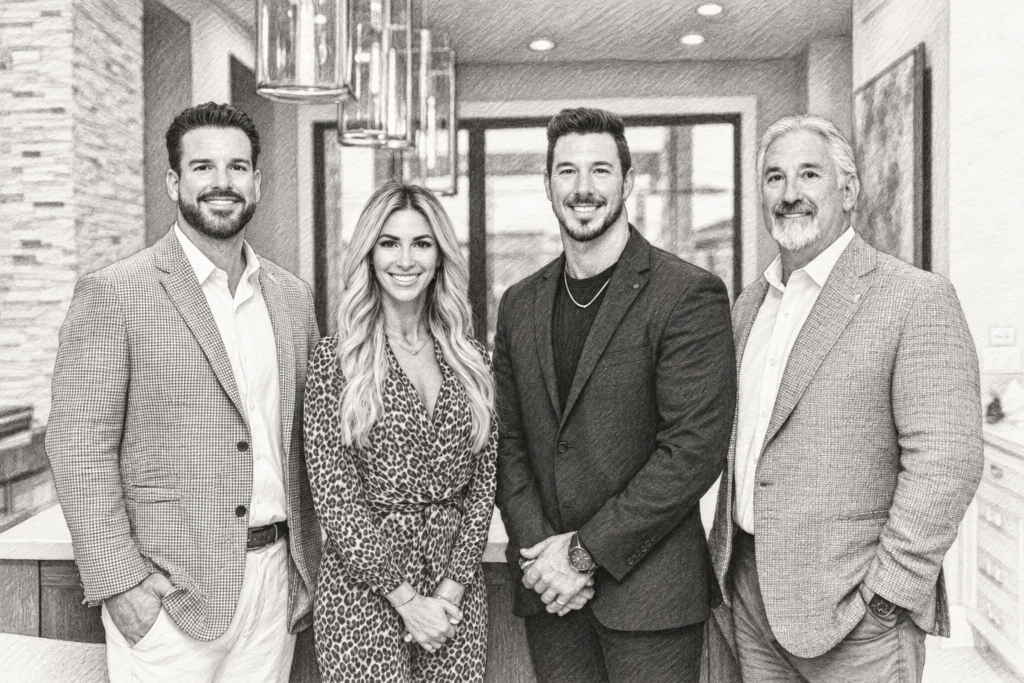 Luxury Real Estate Negotiation Tactics: Unconventional Power Plays 1 Four adults standing together in a living room.