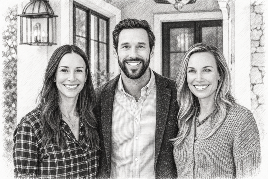 Luxury Real Estate Agent Incentives: Unconventional Plans For Top Talent 1 Three adults standing together in a bright interior.