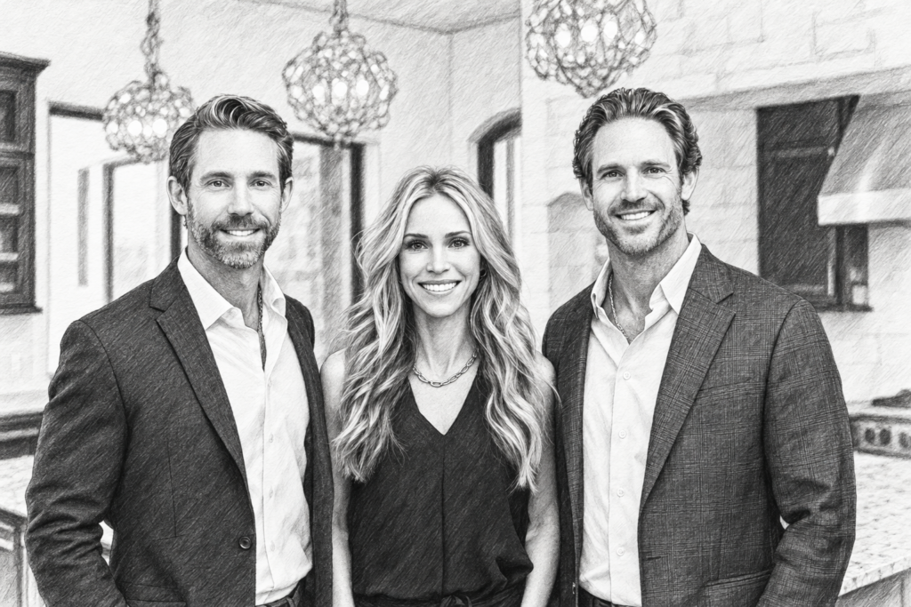 Luxury Real Estate Marketing Analytics: The Operator’s Playbook 1 Three adults standing together in a bright interior.