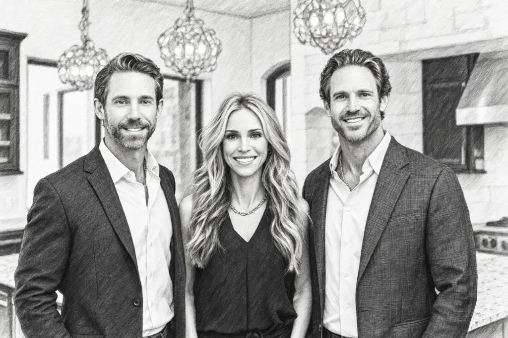 Luxury Real Estate Marketing Analytics: The Operator’s Playbook 1 Three adults standing together in a bright interior.
