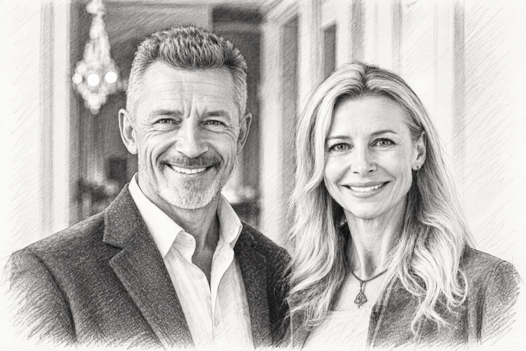 Luxury Real Estate Online Branding Strategy: Unconventional Moves 1 Two adults standing together indoors.