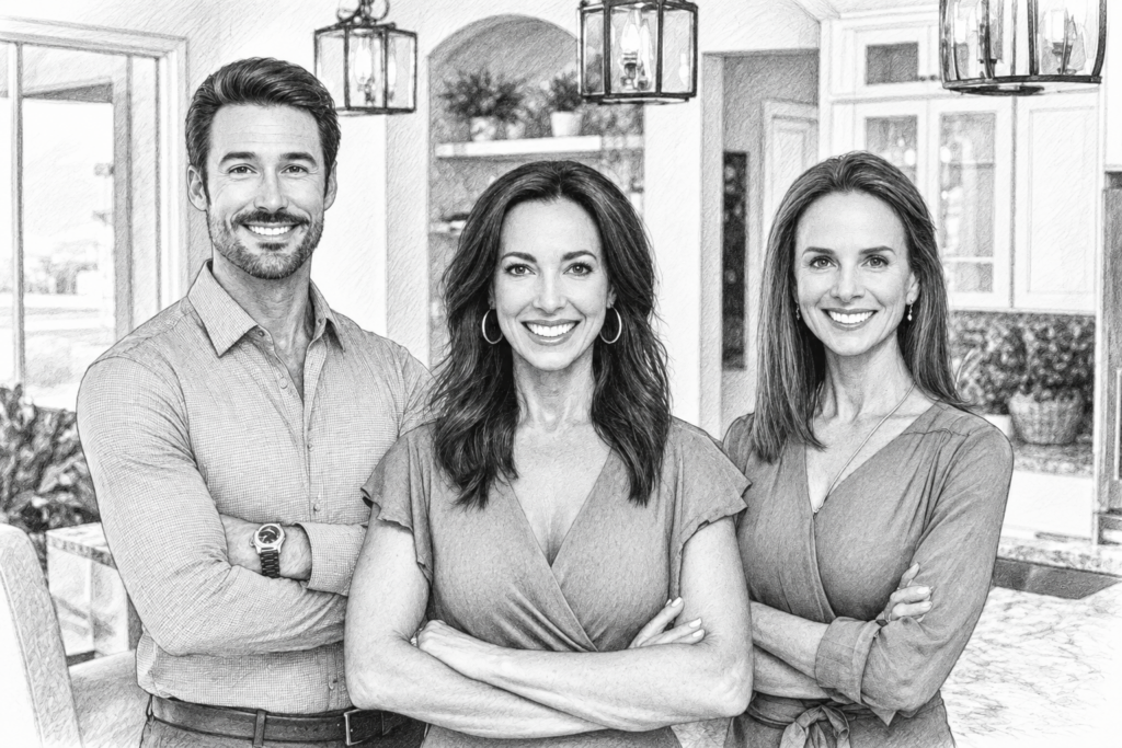 Luxury Real Estate Testimonials Strategy: Engineer Trust That Converts 1 Three women with folded arms standing in a bright interior.