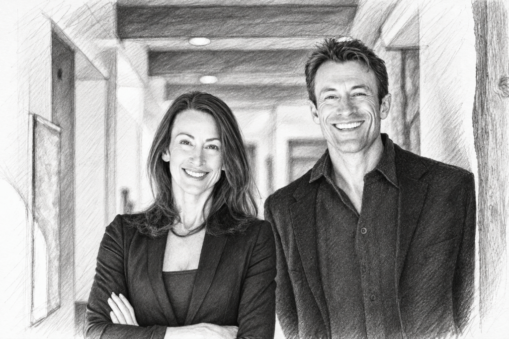 Luxury Client Crisis Management: Pressure-Proof Deals For Elite Agents 1 Woman and man standing together in a bright gallery.