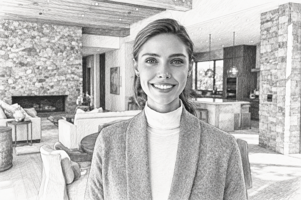 Cross Industry Systems For Luxury Real Estate Agents 1 Smiling woman standing in a bright interior.