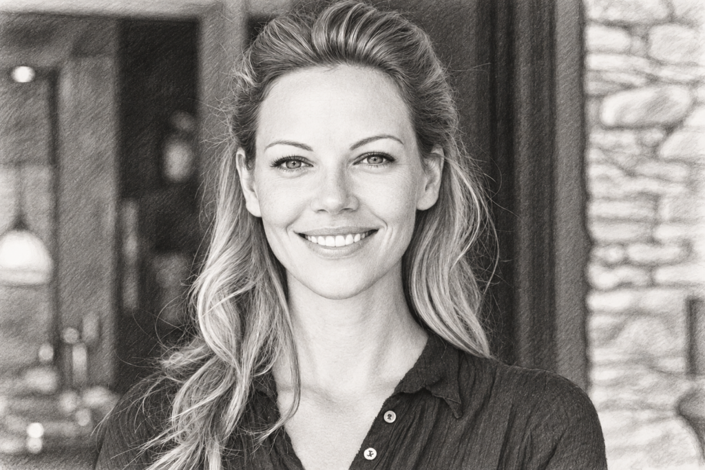 Team Energy Optimization Real Estate: Burnout-Proof Output 1 Smiling woman standing in a bright interior.