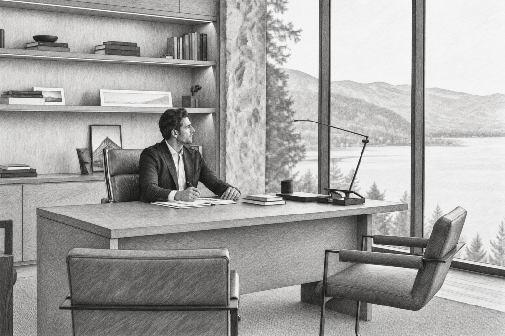 Google Search Console Real Estate Content Strategy That Converts 1 Man seated at a desk in a bright office.