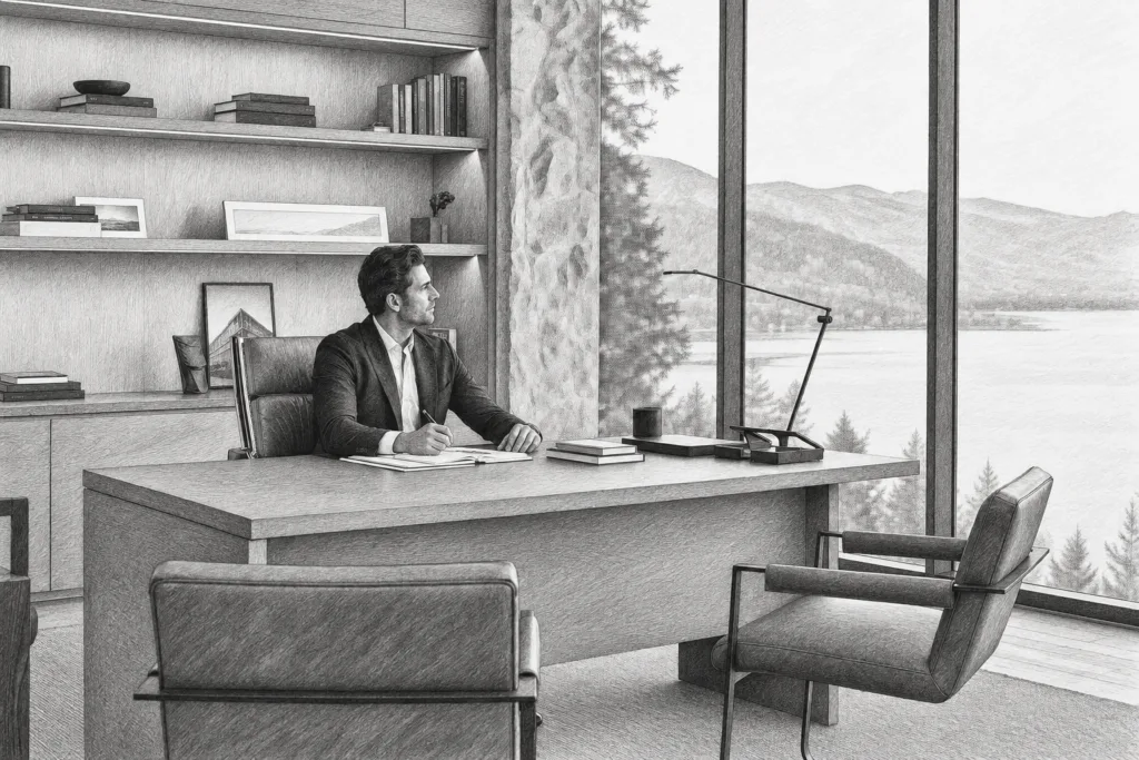 Google Search Console Real Estate Content Strategy That Converts 1 Man seated at a desk in a bright office.