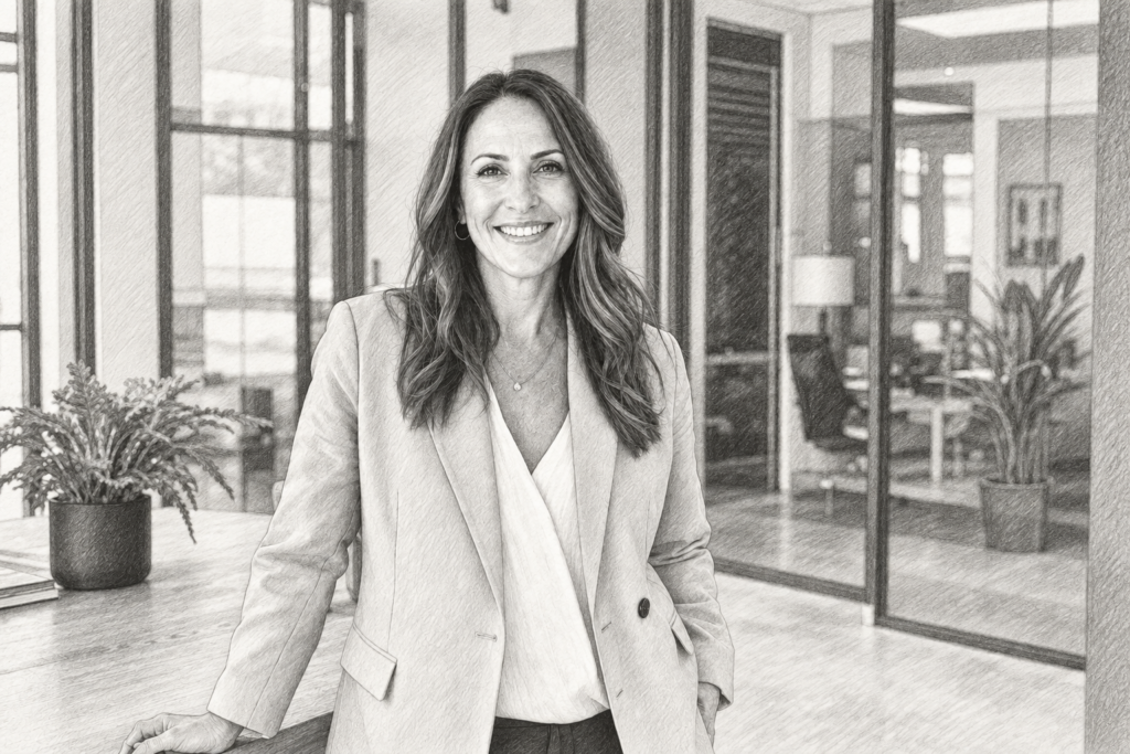 Sphere Conversion Rate Real Estate: Forecast Annual Closings 1 Smiling woman standing in an open-plan interior.