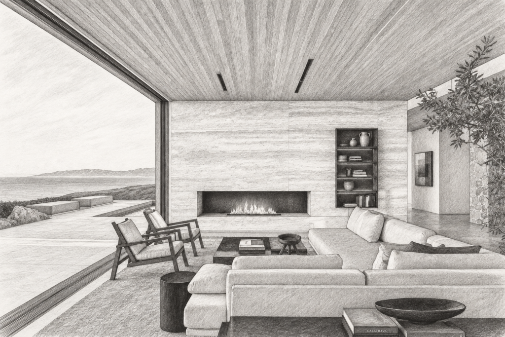 Brand Ecosystem Strategy For Luxury Real Estate Agents 1 Open-plan living room opening to a water view.