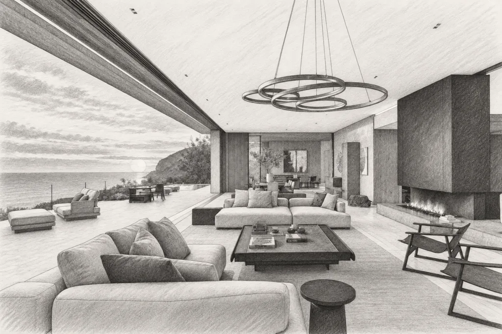 Real Estate Team Wellness Retention: Why Recovery Beats Hustle 1 Open-plan living room with seating and a large window.