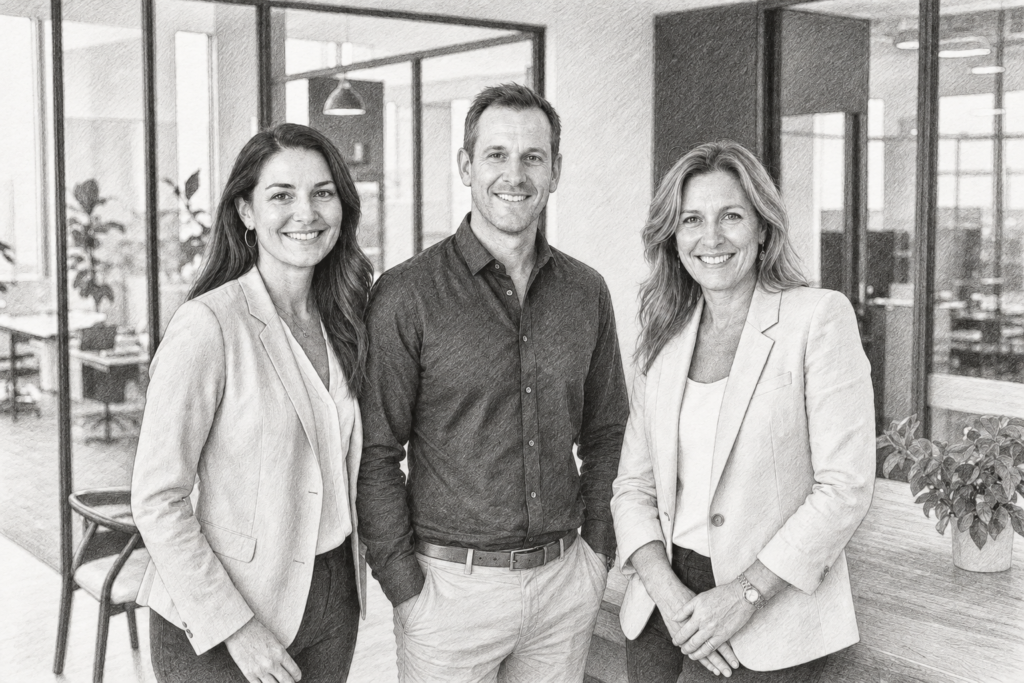 Cpa Referral Strategy For Luxury Real Estate Agents 1 Three adults posing together in a bright interior.