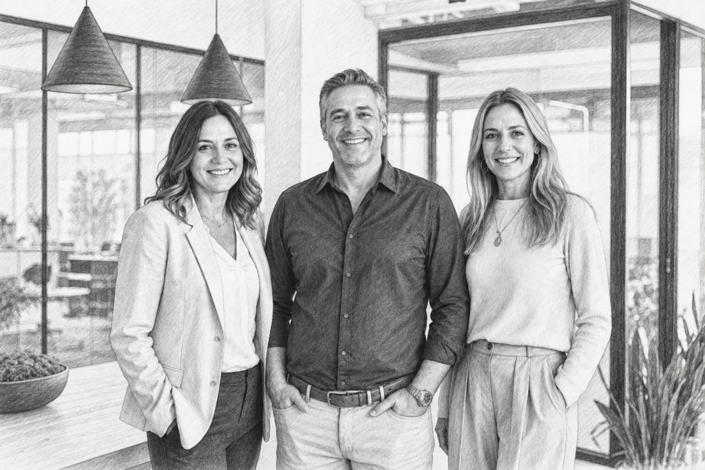 Ai Workflow Audit Luxury Real Estate: Reclaim 18 Hours Weekly 1 Three professionals standing together in a bright interior.
